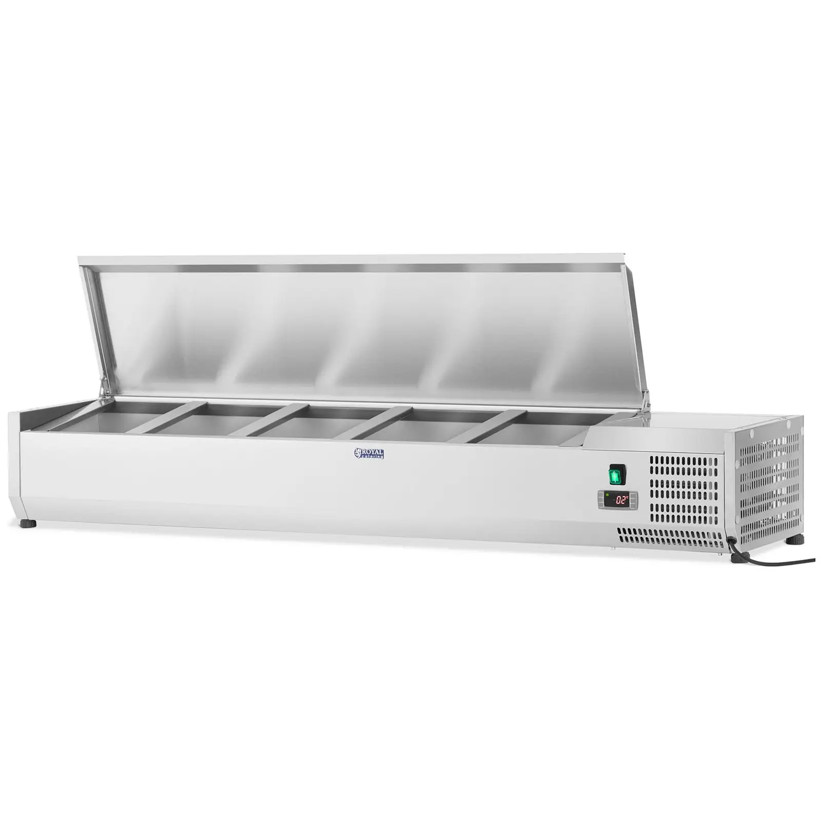 Vitrină frigorifică de tejghea - 160 x 33 cm - 8 containere GN 1/4