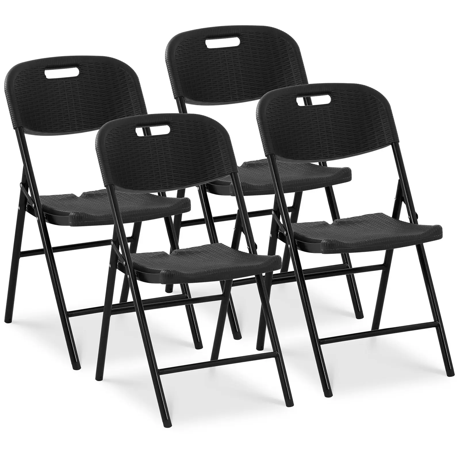 Scaune pliabile - set de 4 - Royal Catering - {{capacitate_încărcare_max_72_temp}}} kg - suprafața scaunului: {{dimensiunea scaunului_cm_1624}} cm - negru