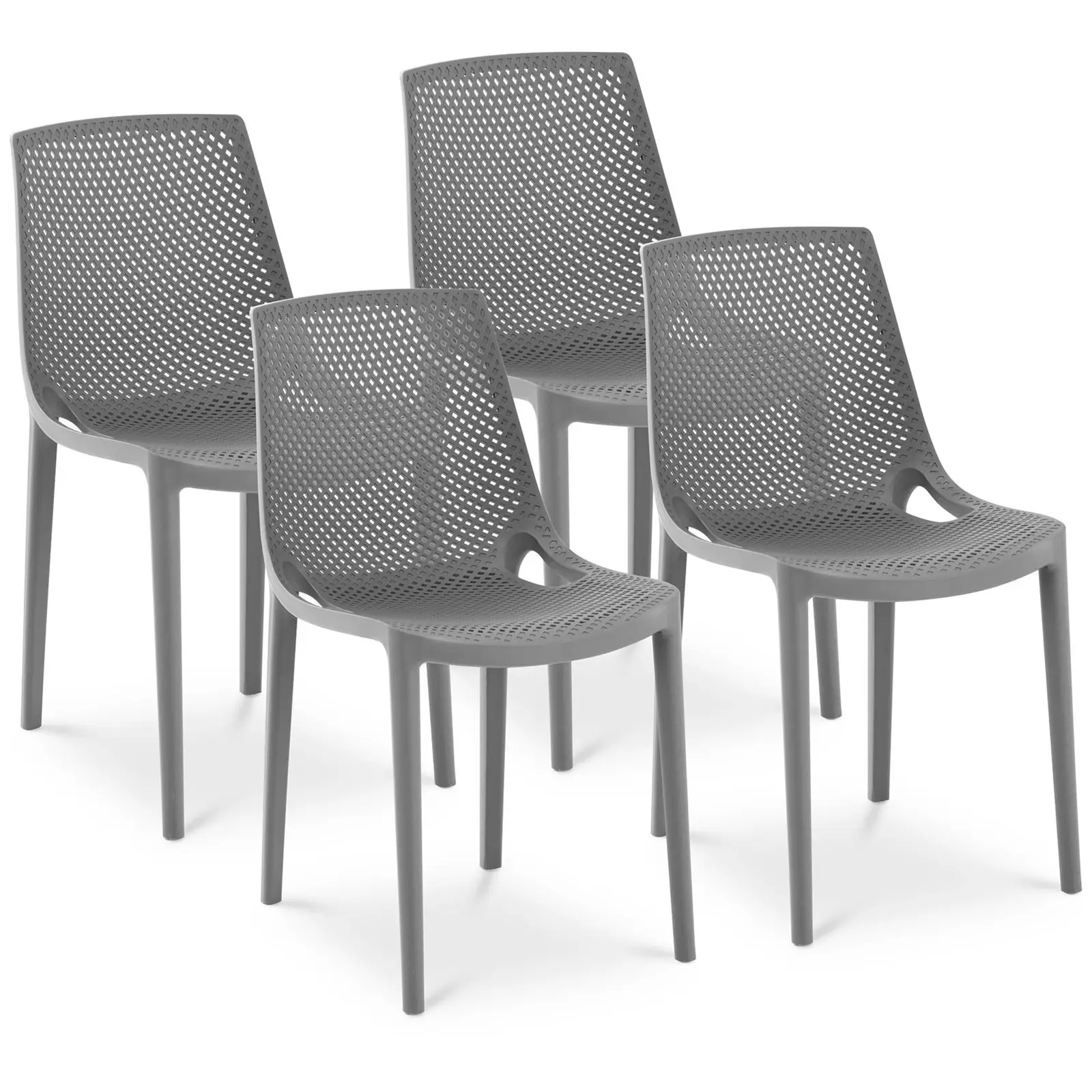 scaun - set de 4 - Royal Catering - până la {{capacitate_de_încărcare_max_72_temp}} kg - spătar împletit - gri