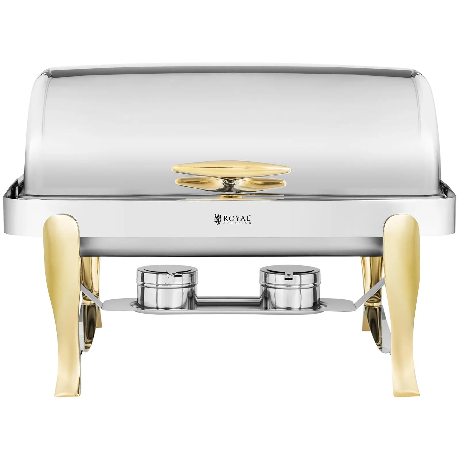 Chafing Dish - GN 1/1 - accente aurii - capotă rolltop - 9 L - {{număr_de_celule_de_combustibil_fuel_câmp_643}} cu mânere - Royal Catering