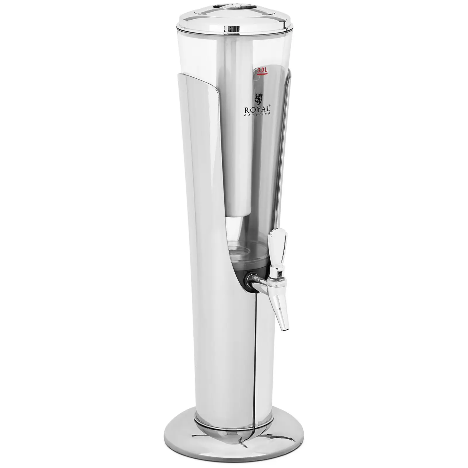 Dozator de sucuri - 3 L - sistem de răcire - pentru pahare de până la 198 mm - cu iluminare LED - argintiu - Royal Catering