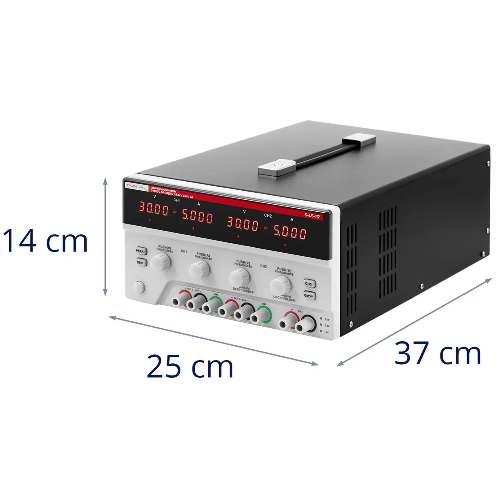 Bloc de alimentare de laborator - 0 - 30 V - 0 - 5 A DC - 2x150 W - 5 locații de memorie - LED display - USB/RS232/LAN