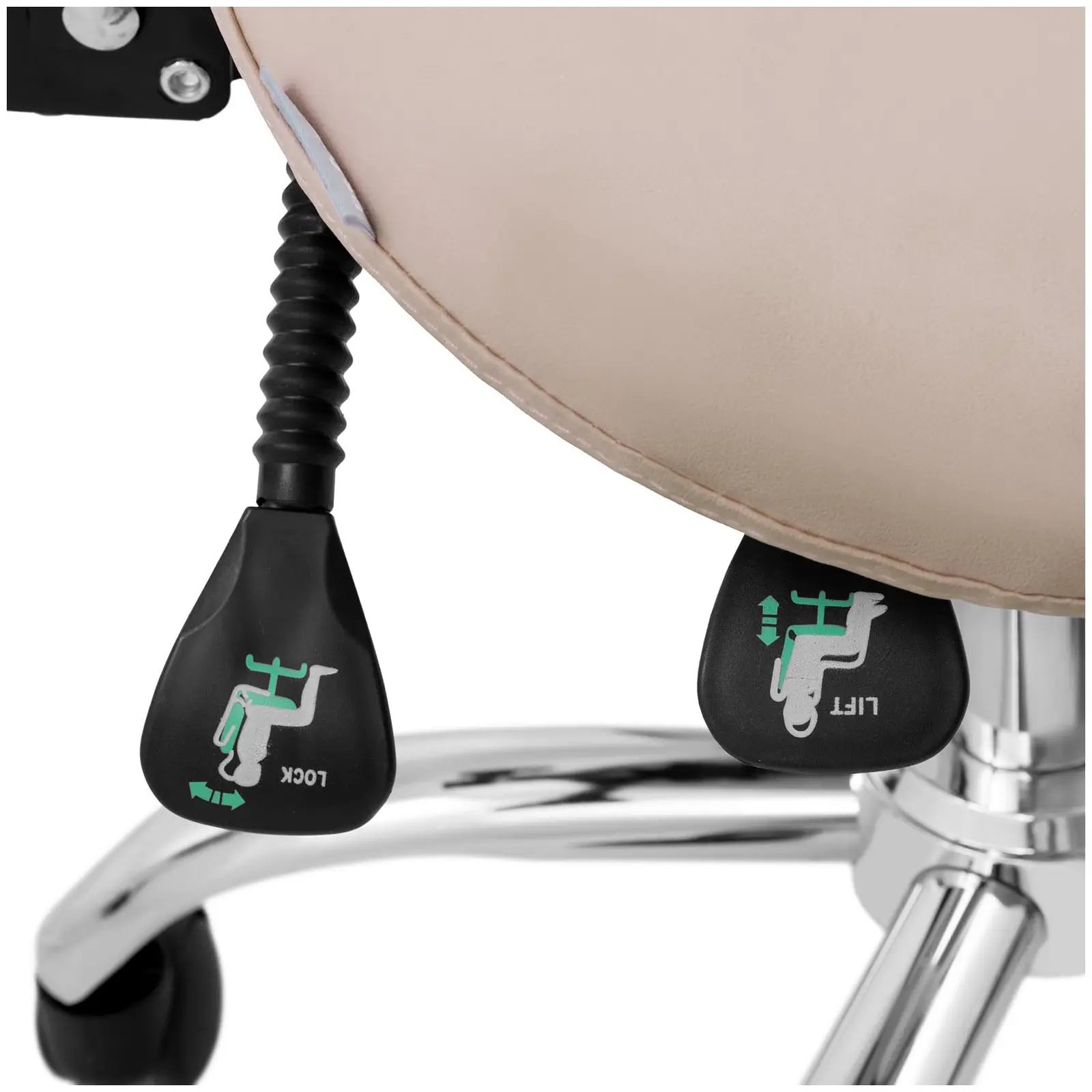 Scaun cu șa - spătar și înălțime scaun reglabile pe înălțime - 55 - 69 cm - 150 kg - Cream, Silver