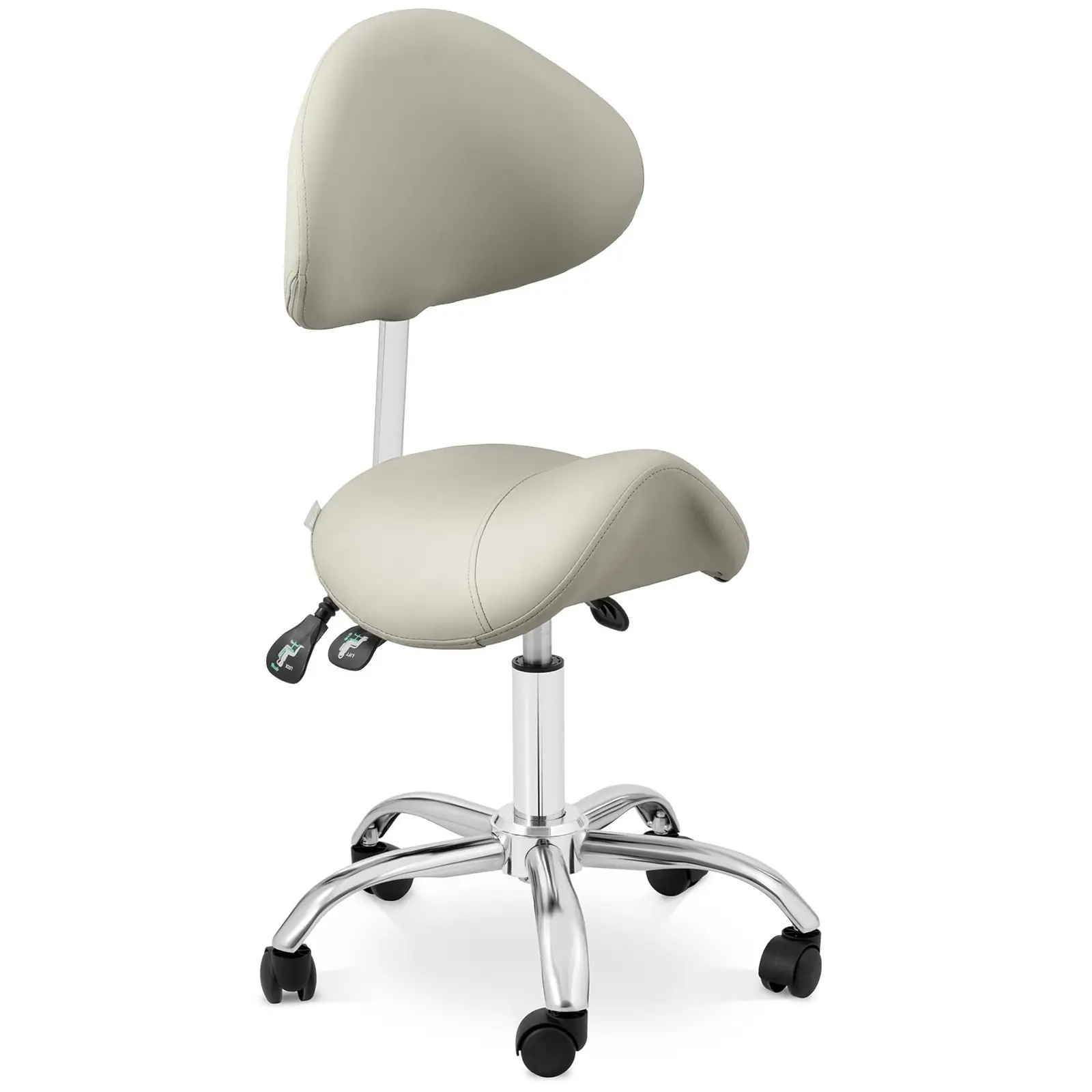 Scaun cu șa - spătar și înălțime scaun reglabile pe înălțime - 55 - 69 cm - 150 kg - Grey, Silver