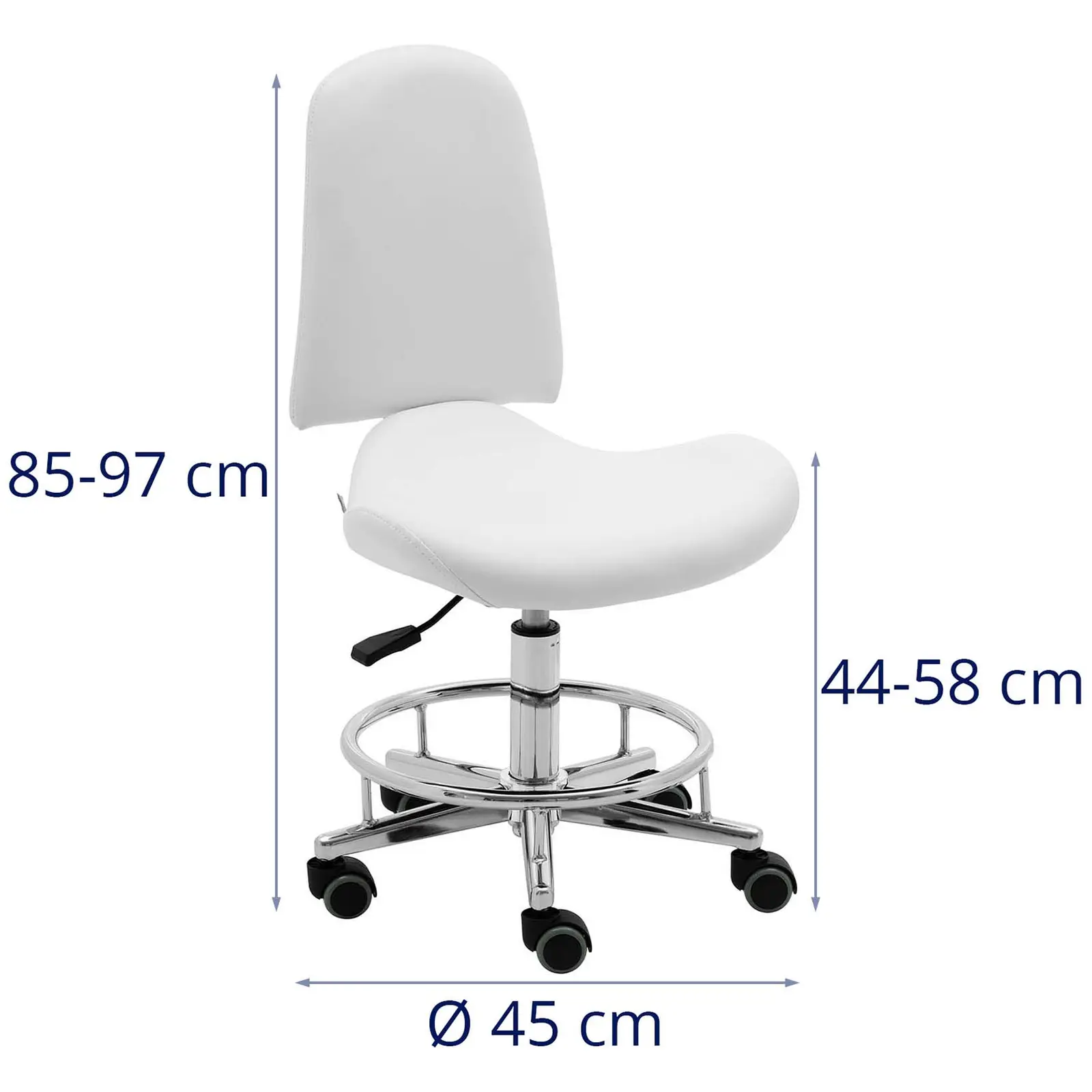 Scaun scaun cu spătar - 44 - 58 cm - 150 kg - alb