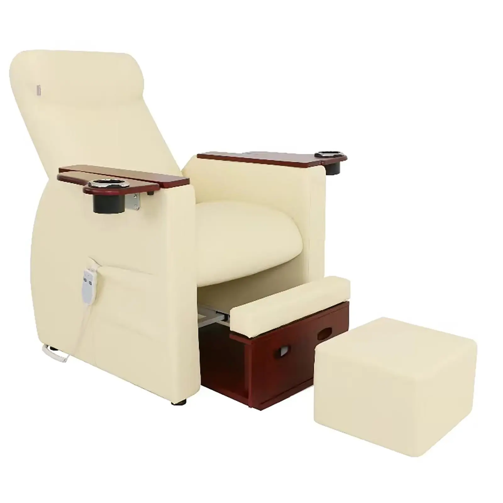 Scaun electric pentru pedichiură - cu scaun retractabil - 60 W - 150 kg - bej