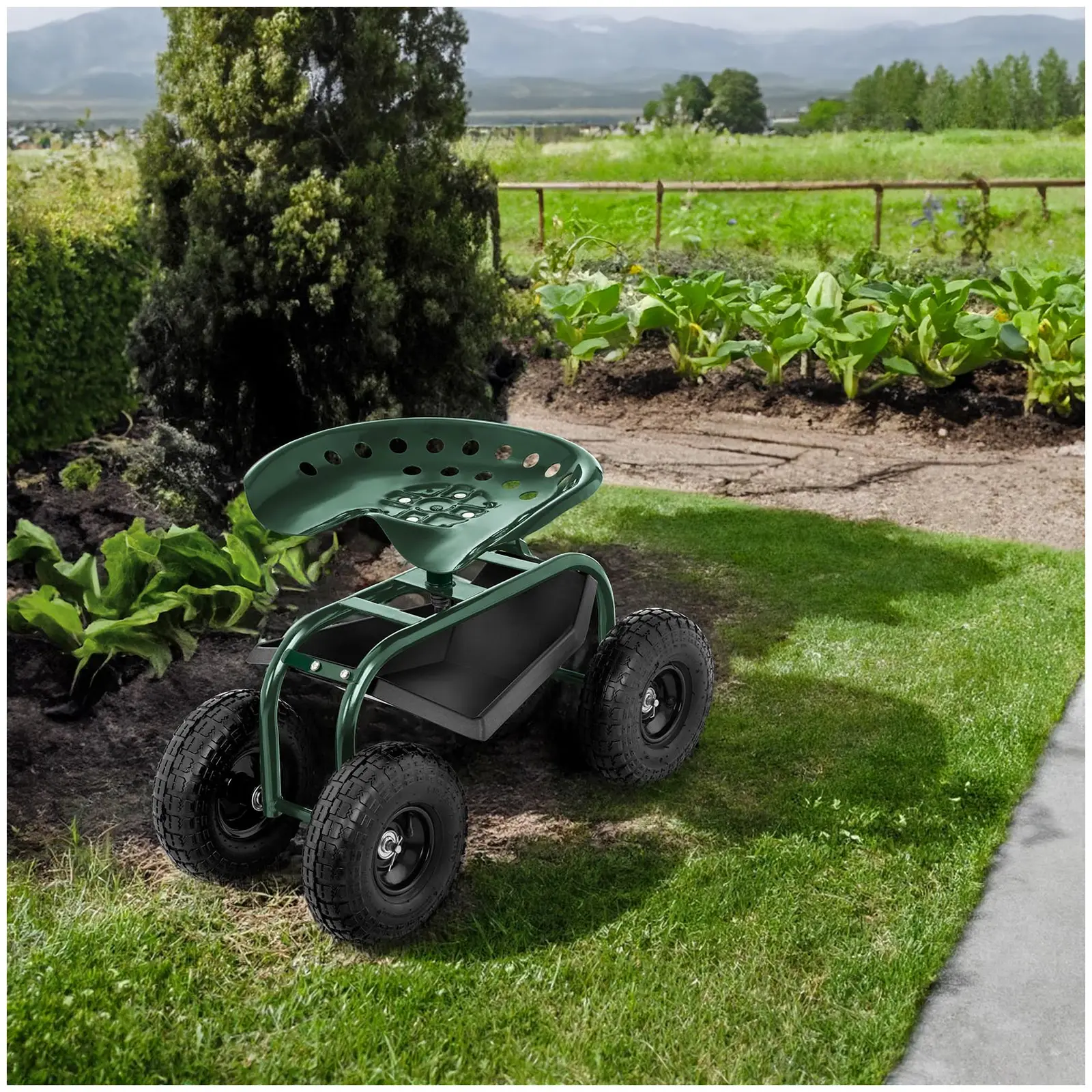 Scaun de grădină cu roți - 150 kg - reglabil pe înălțime