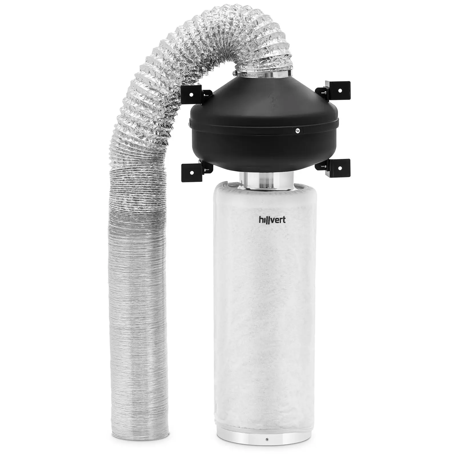 Set filtru de aer - 50 cm filtru de carbon activat / ventilator tubular / furtun de evacuare a aerului - {{flux de aer}} m³/h - Ø {{diametru gaură}} mm ieșire