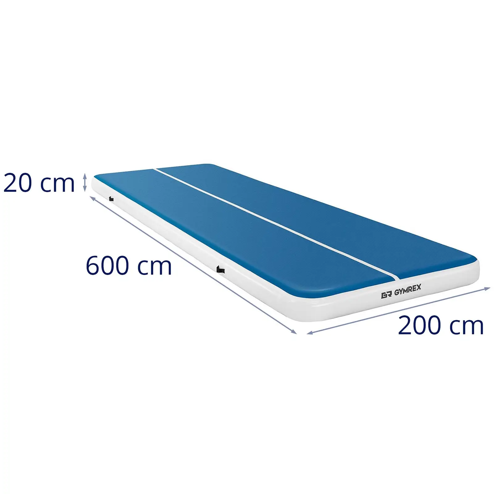 Saltea de gimnastică gonflabilă - 600 x 200 x 20 cm - 400 kg - albastru/alb