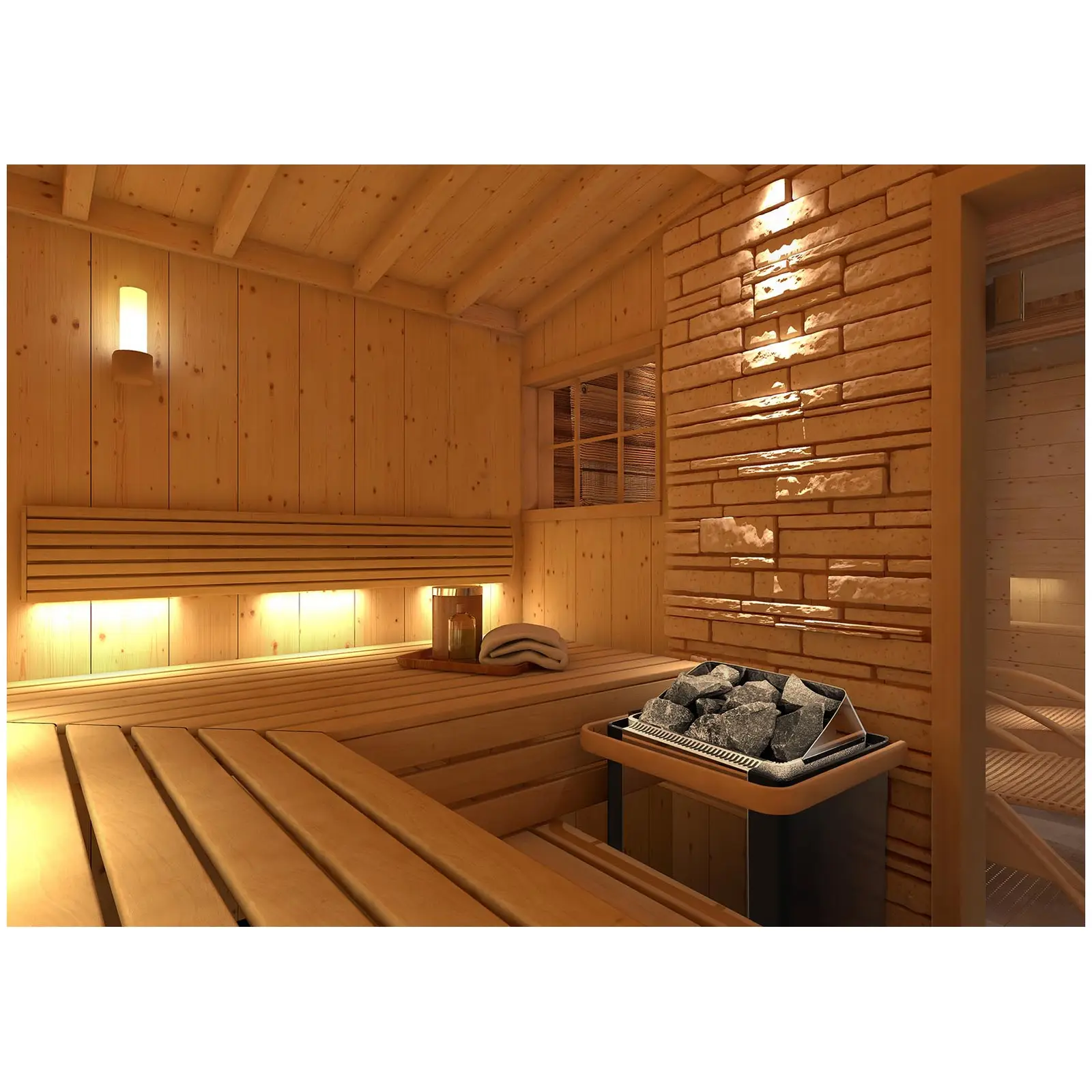 Încălzitor pentru saună - 8 kW - 30 până la 110 °C - placă de protecție din oțel inoxidabil 