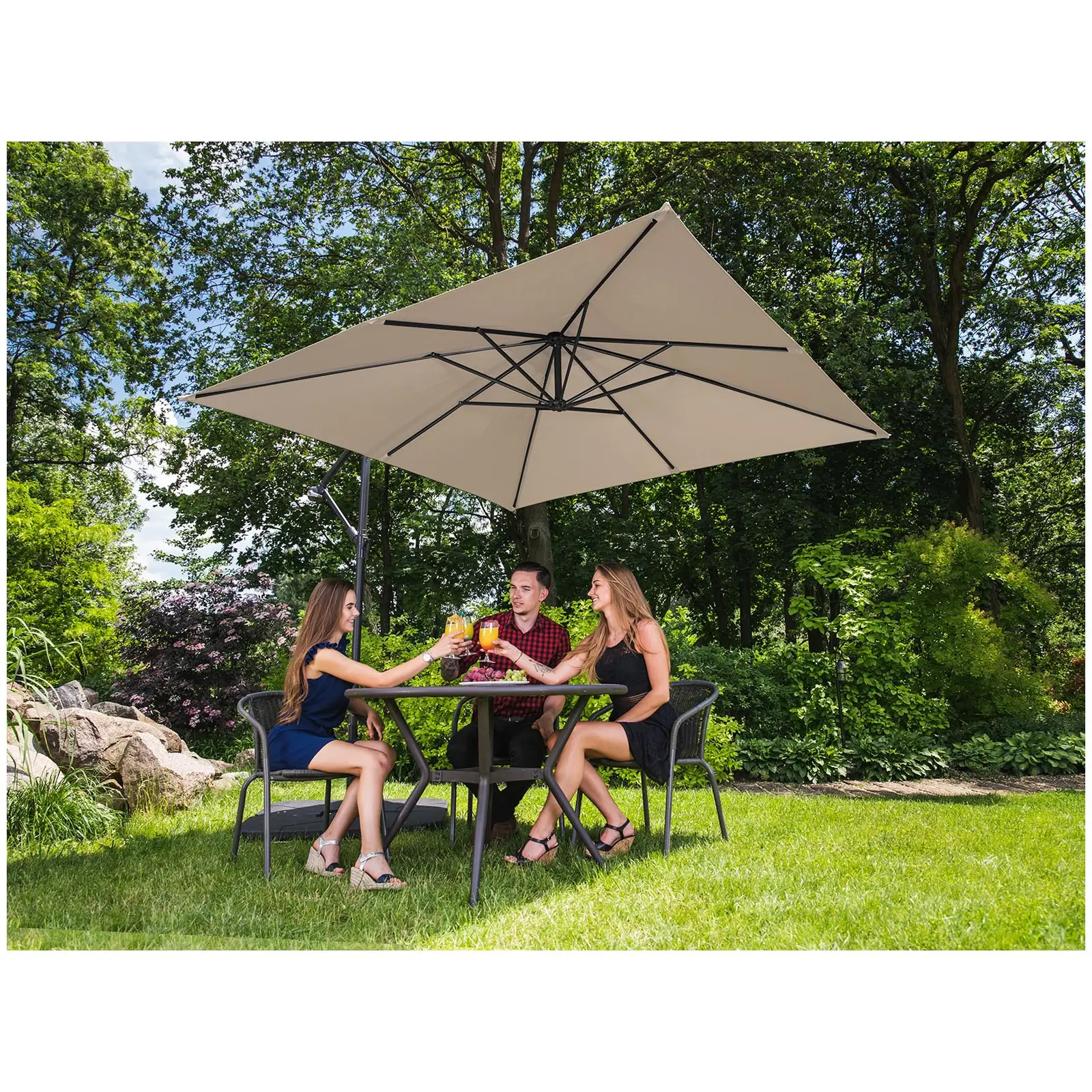 Umbrelă de grădină - Crem - Pătrată - 250 x 250 cm - Înclinabilă