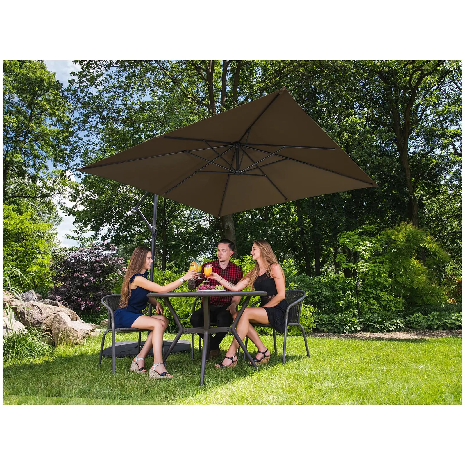 Umbrelă de grădină - maro - pătrată - 250 x 250 cm - înclinabilă