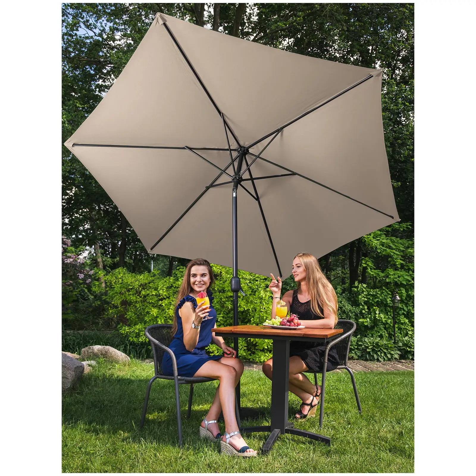 Umbrelă mare de grădină - crem - hexagonală - Ø 300 cm - înclinabilă