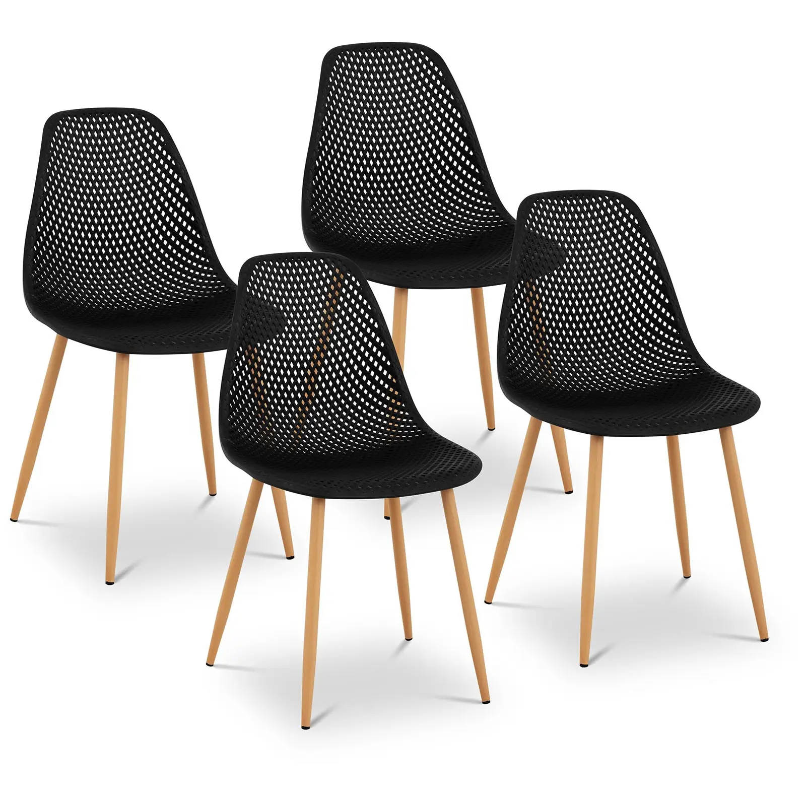 Scaun - set de 4 - până la 150 kg - scaun 52 x 46,5 cm - negru