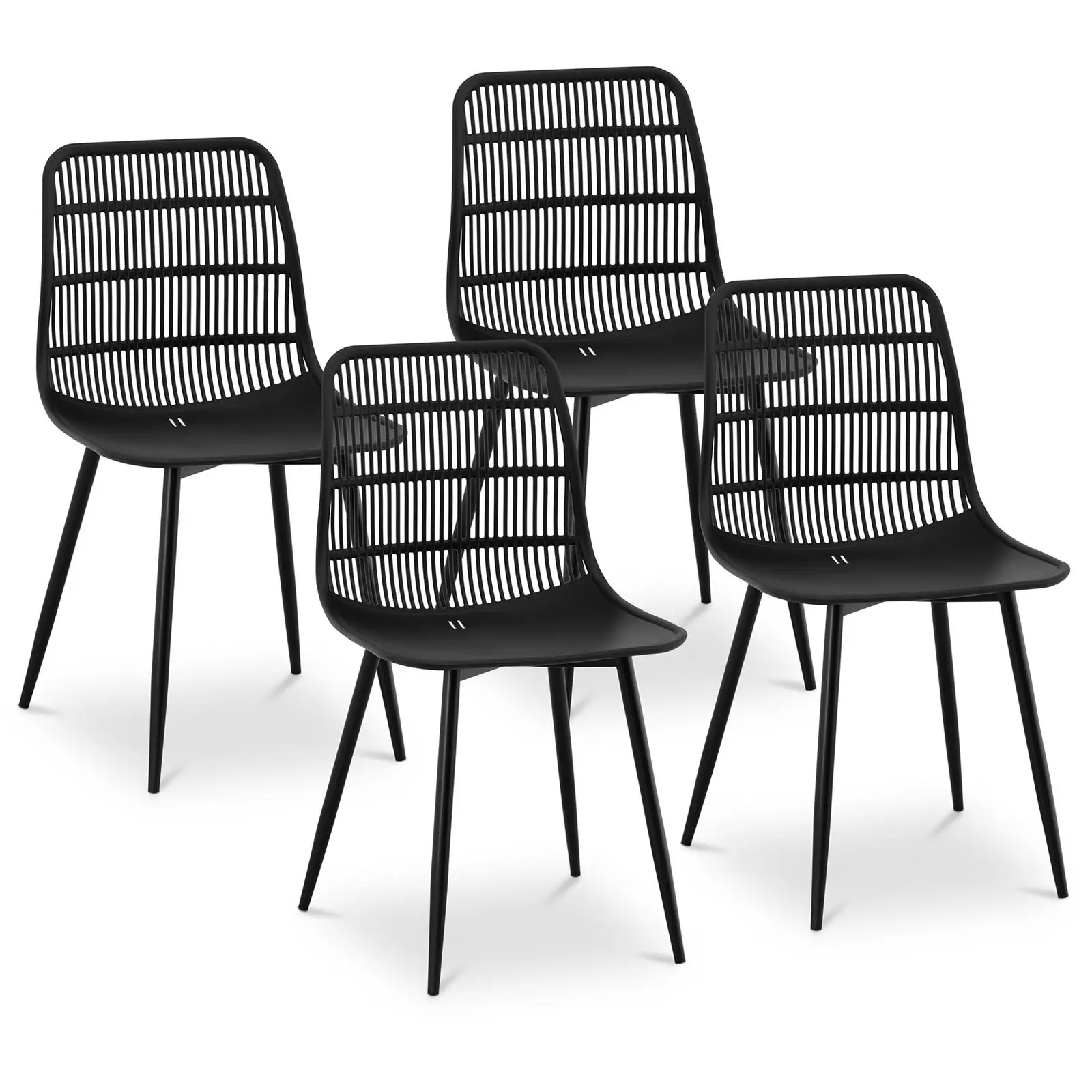 Scaun - set de 4 - până la 150 kg - scaun 46,5 x 45,5 cm - negru
