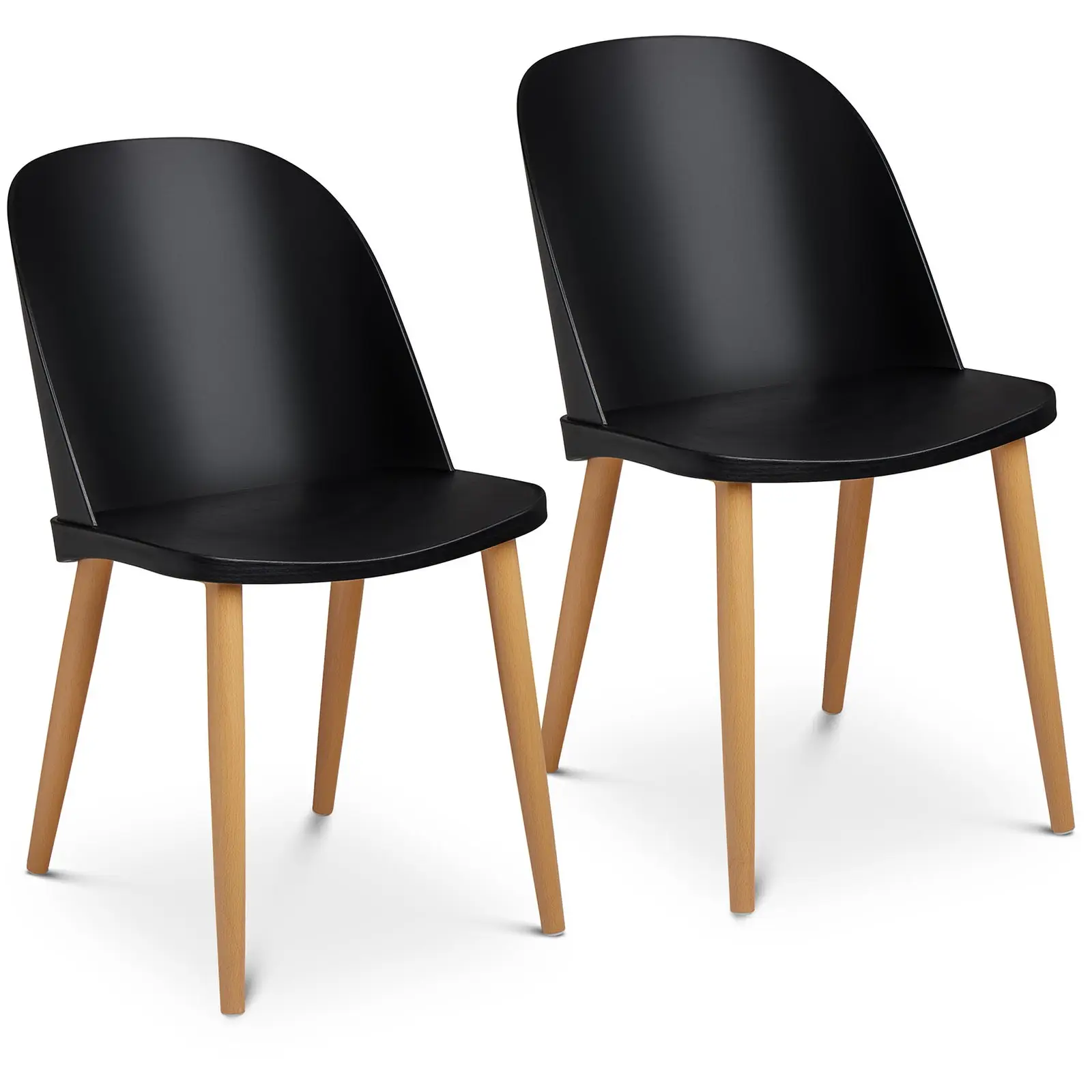 Scaun - set de 2 - până la 150 kg - scaun 43,5 x 43 cm - negru - spătar transparent